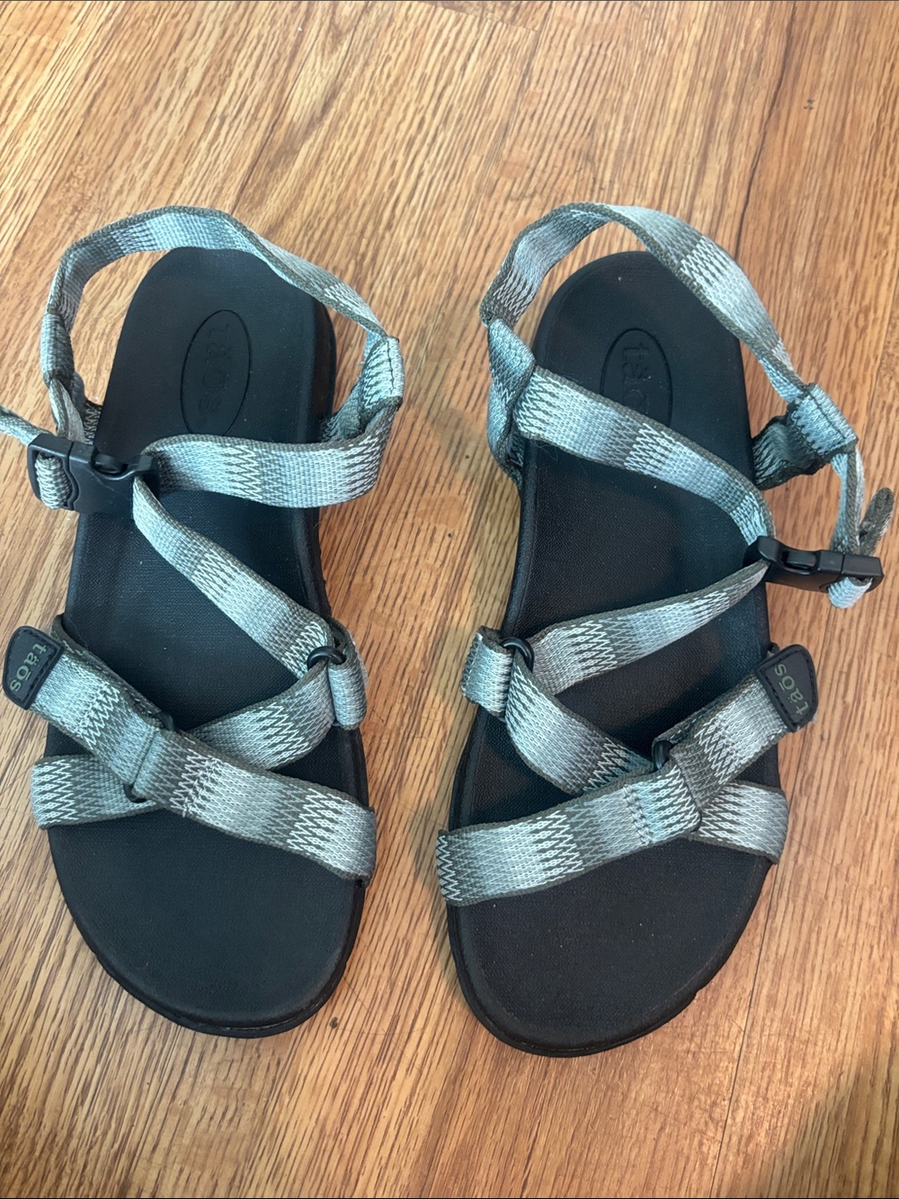 Teva-Style Strappy Outdoor Sandals in Light Blue Gray